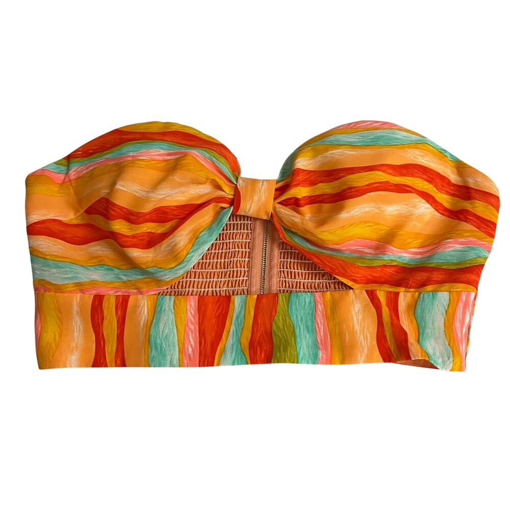 The Sang Orange Smocked Keyhole Bandeau Top Size Large NWT